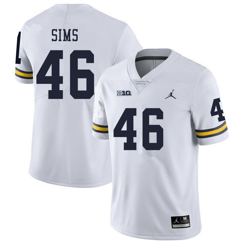 Men #46 Myles Sims Michigan Wolverines College Football Jerseys Sale-White